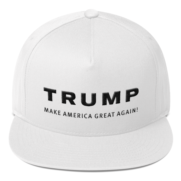 Trump Make America Great Again (White/Black) Flat Bill Cap by Trump is Punk Rock