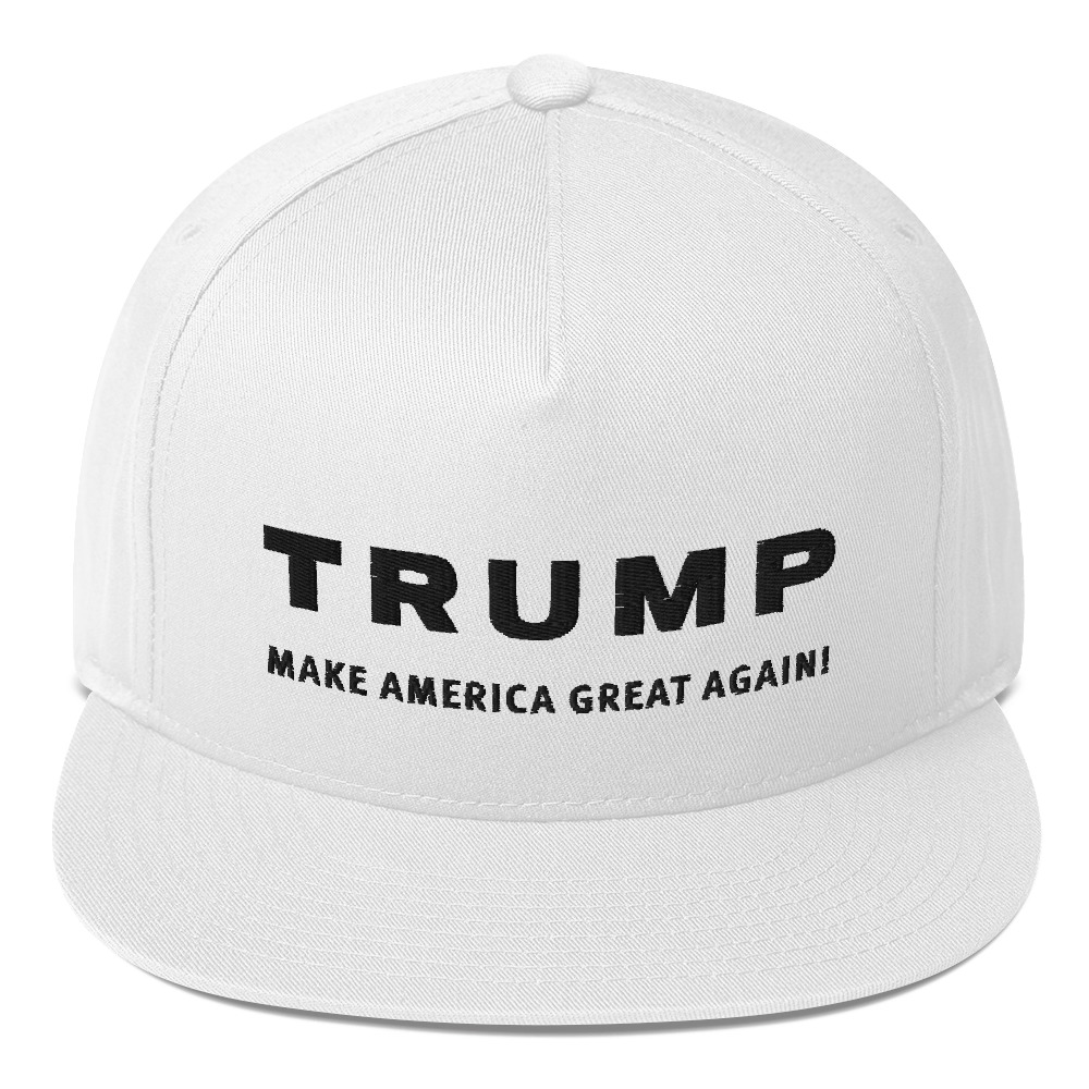 Trump Make America Great Again (White/Black) Flat Bill Cap by Trump is ...